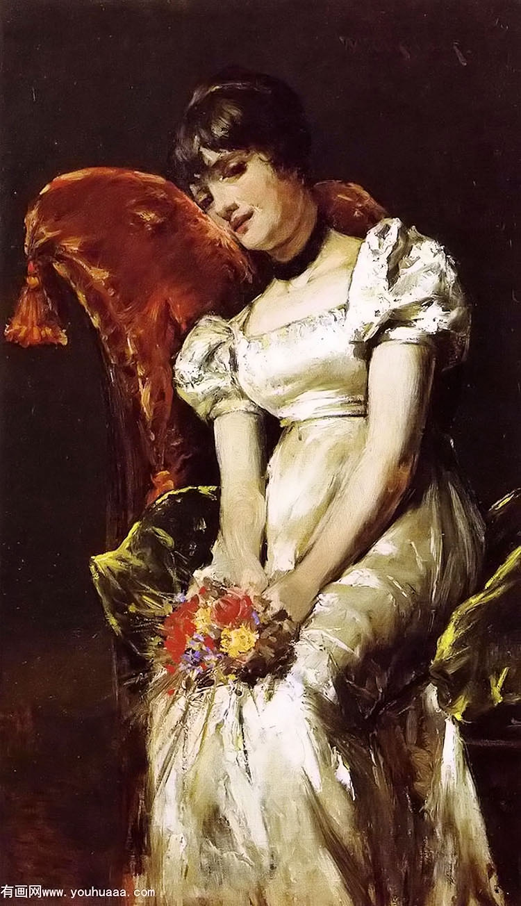 young girl with flowers