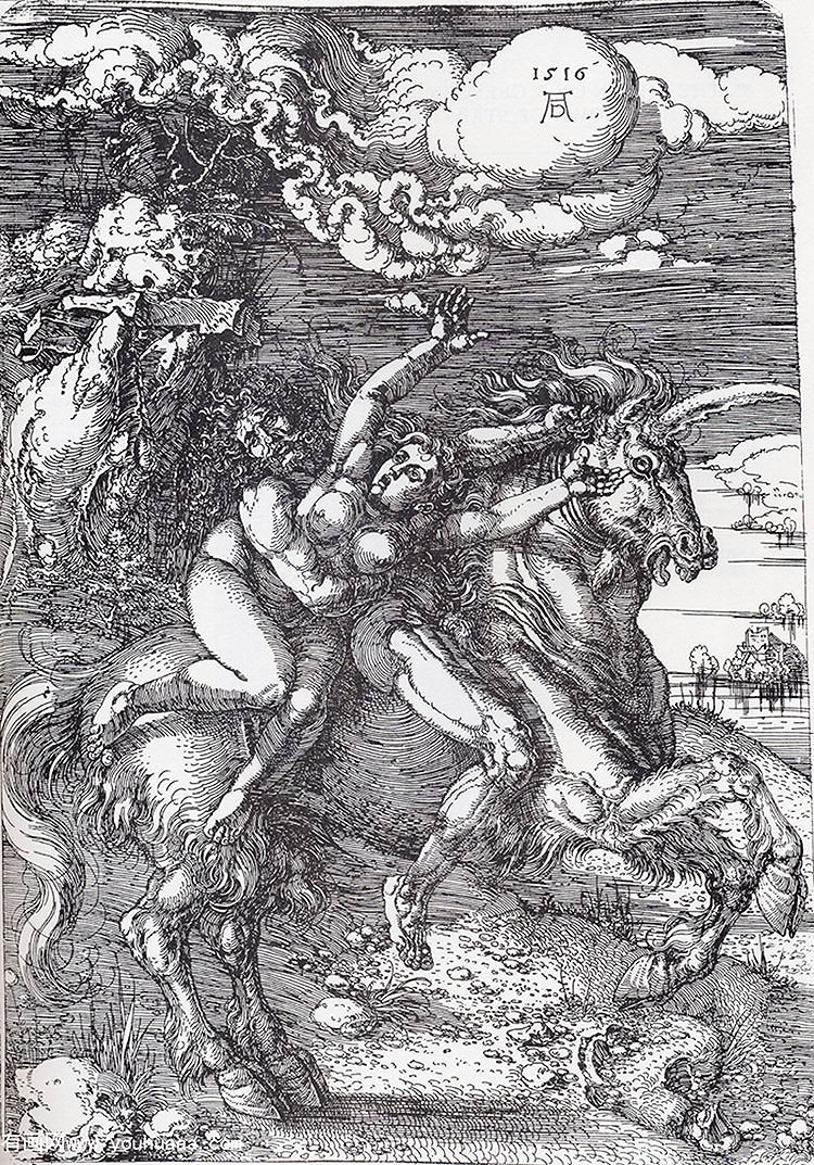 abduction of proserpine on a unicorn