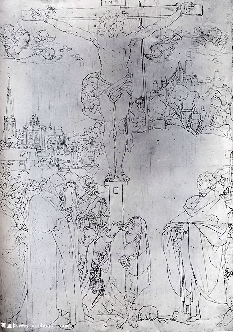 Үѣ - crucifixion with many figures