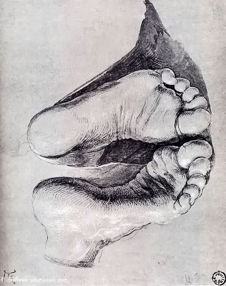 feet of a kneeling man