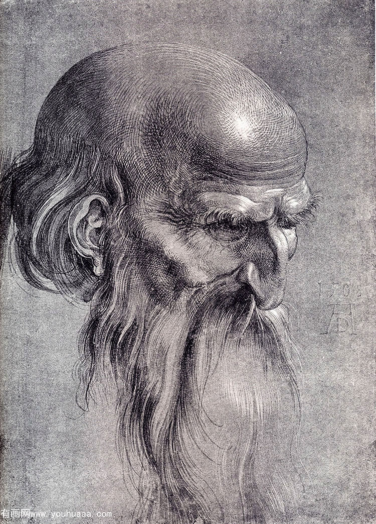 head of an apostle looking downward