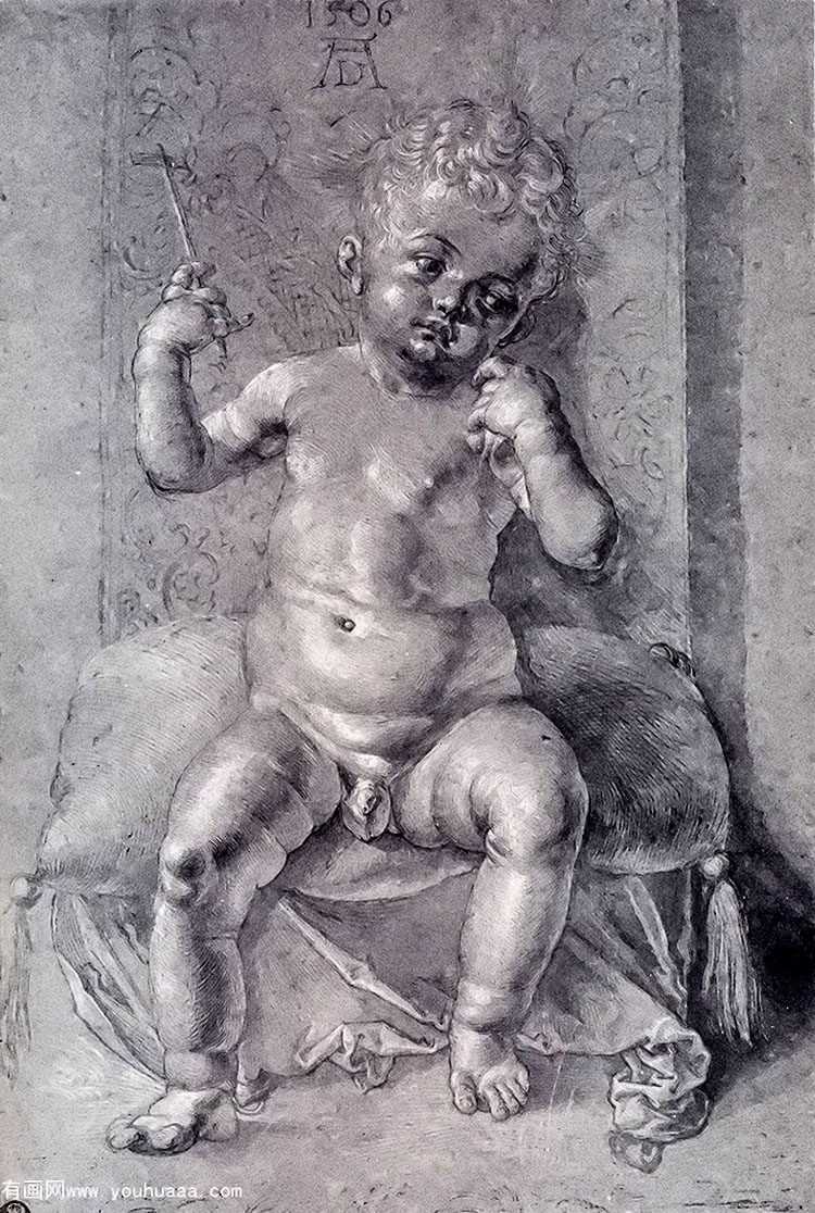 seated nude child