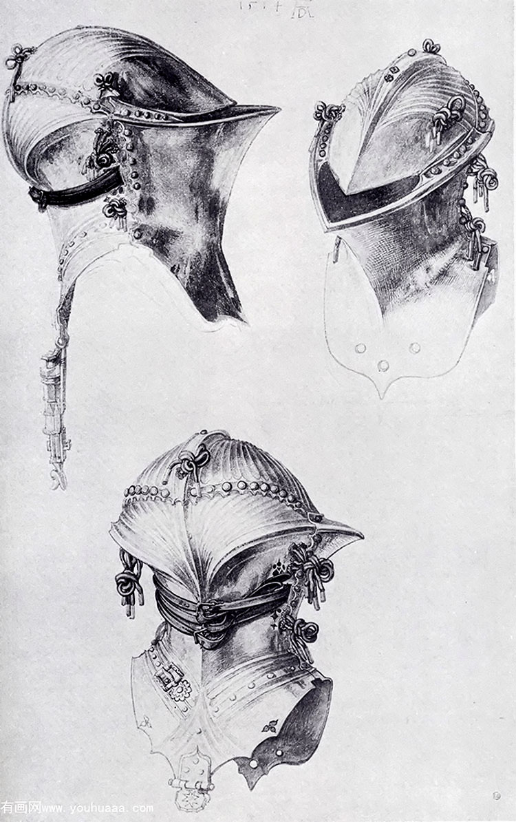 side, front, and back view of a helmet