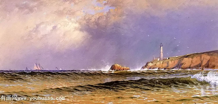 coastal scene with lighthouse