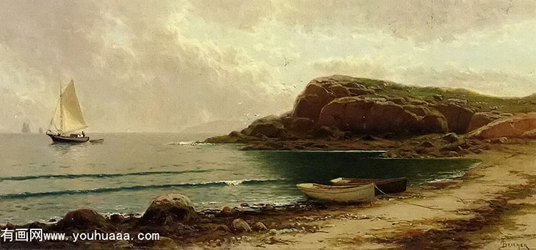 seascape with dories and sailboats