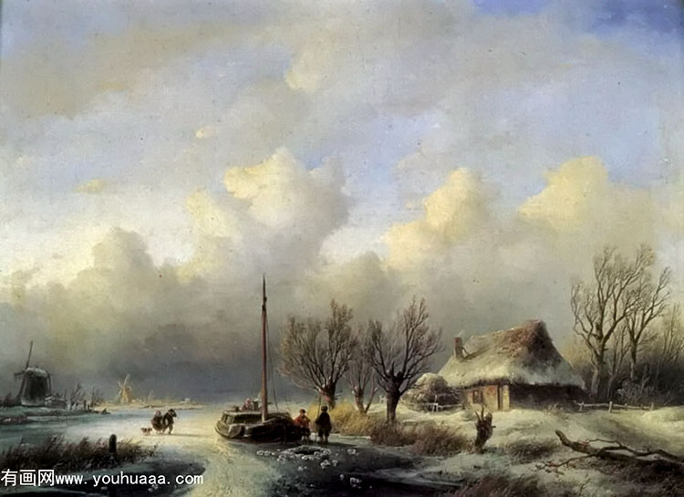 figures in a winter landscape