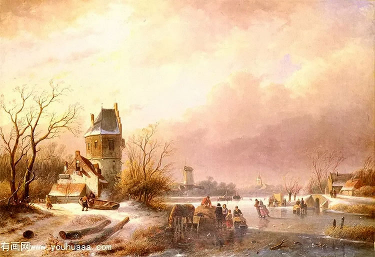 skaters on a frozen river