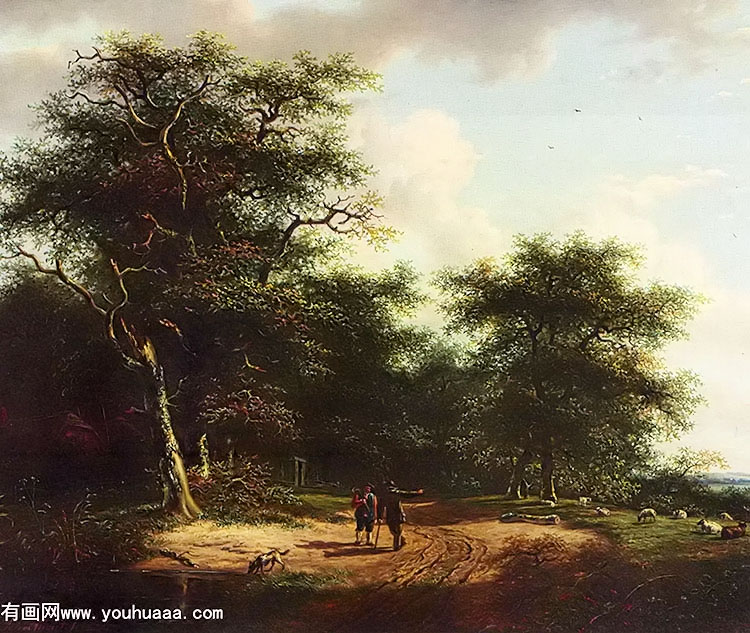 two figures in a summer landscape