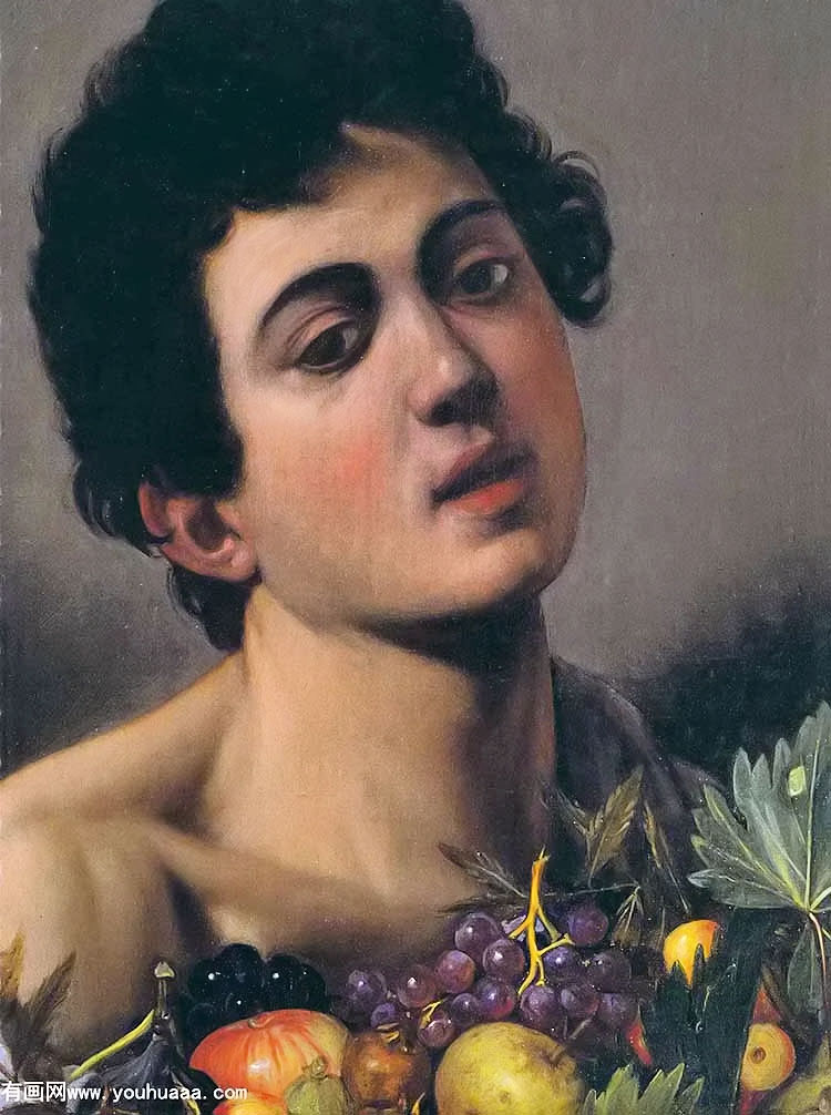 boy with a basket of fruit[detail]