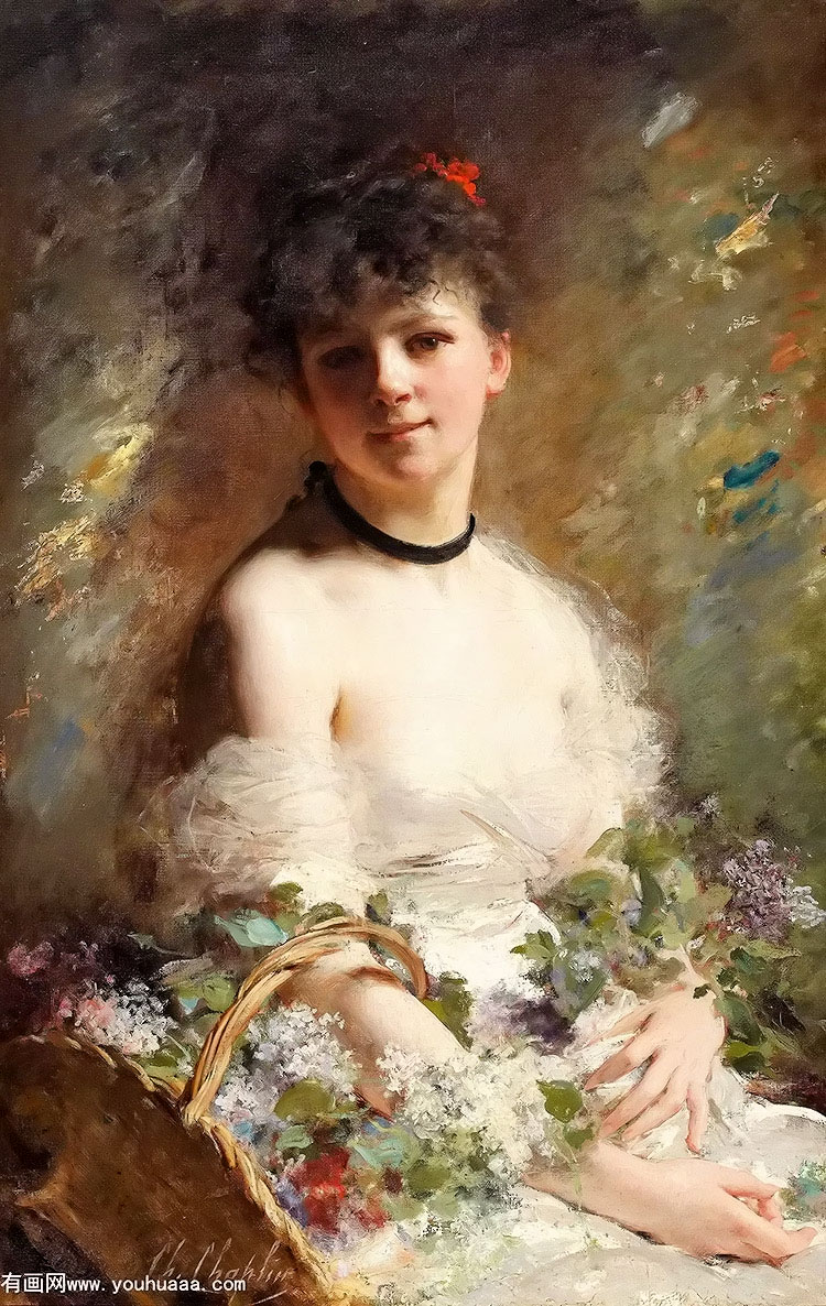 chaplin young woman with flower basket