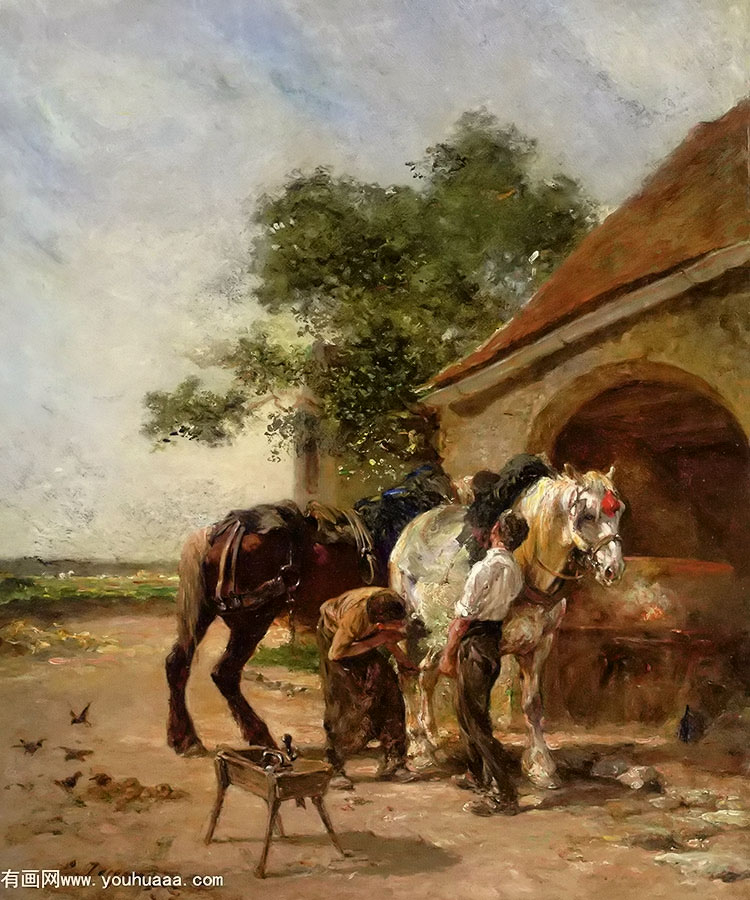 attending to the horses