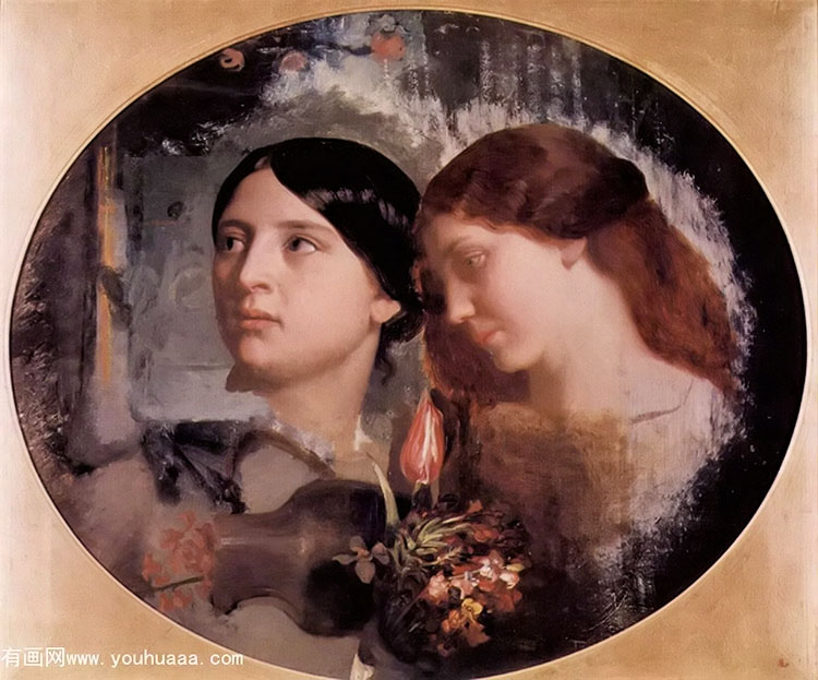 two women with a bouquet of flowers