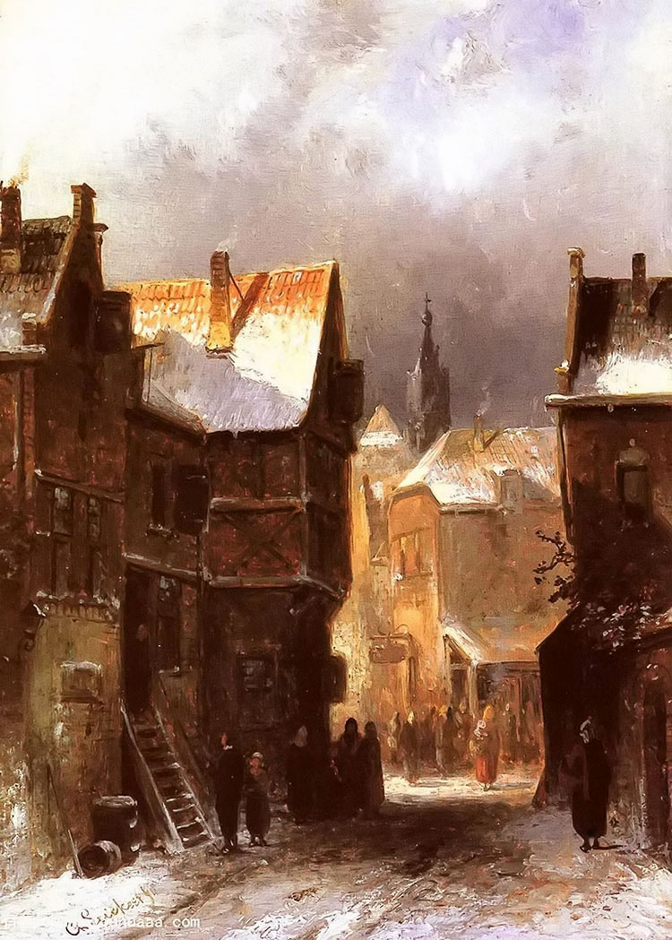 a dutch town in winter