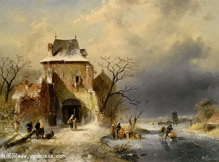 winter scene with figures