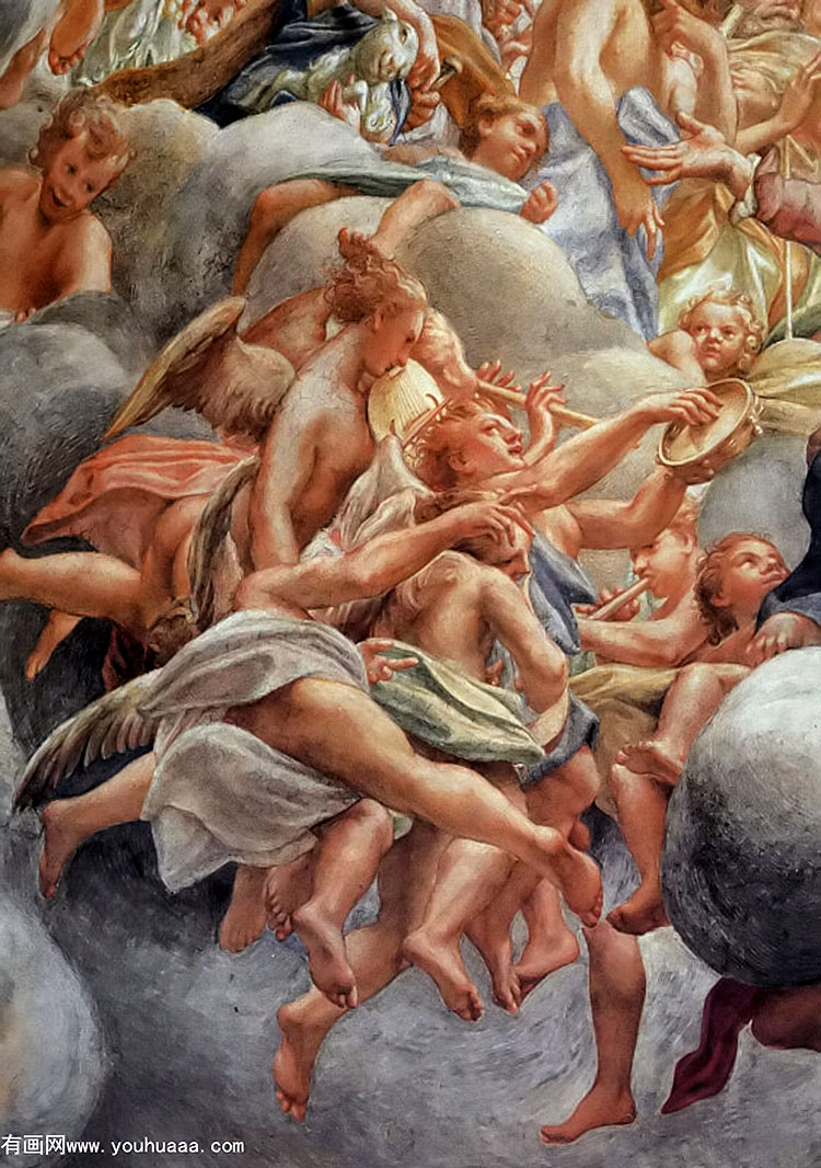 ʥĸͼֲ:ʹ - assumption of the virgin, detail of angelic musicians