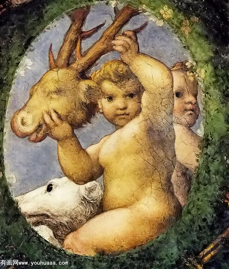 putto with hunting trophy