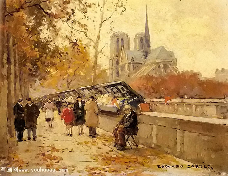 booksellers along the seine with a view of notre dame