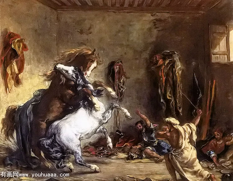 д򶷵İ - arab horses fighting in a stable