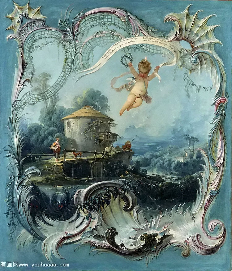 the enchanted home a pastoral landscape surmounted by cupid