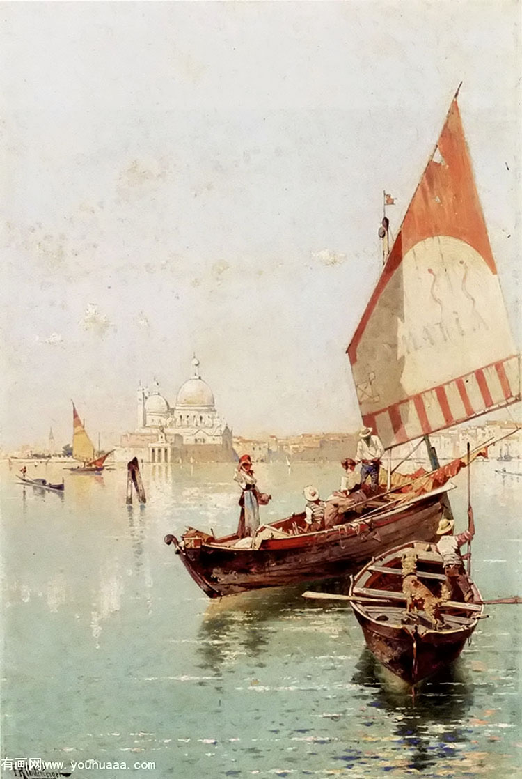 sailboat in a venetian lagoon