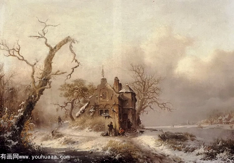 figures in a winter landscape