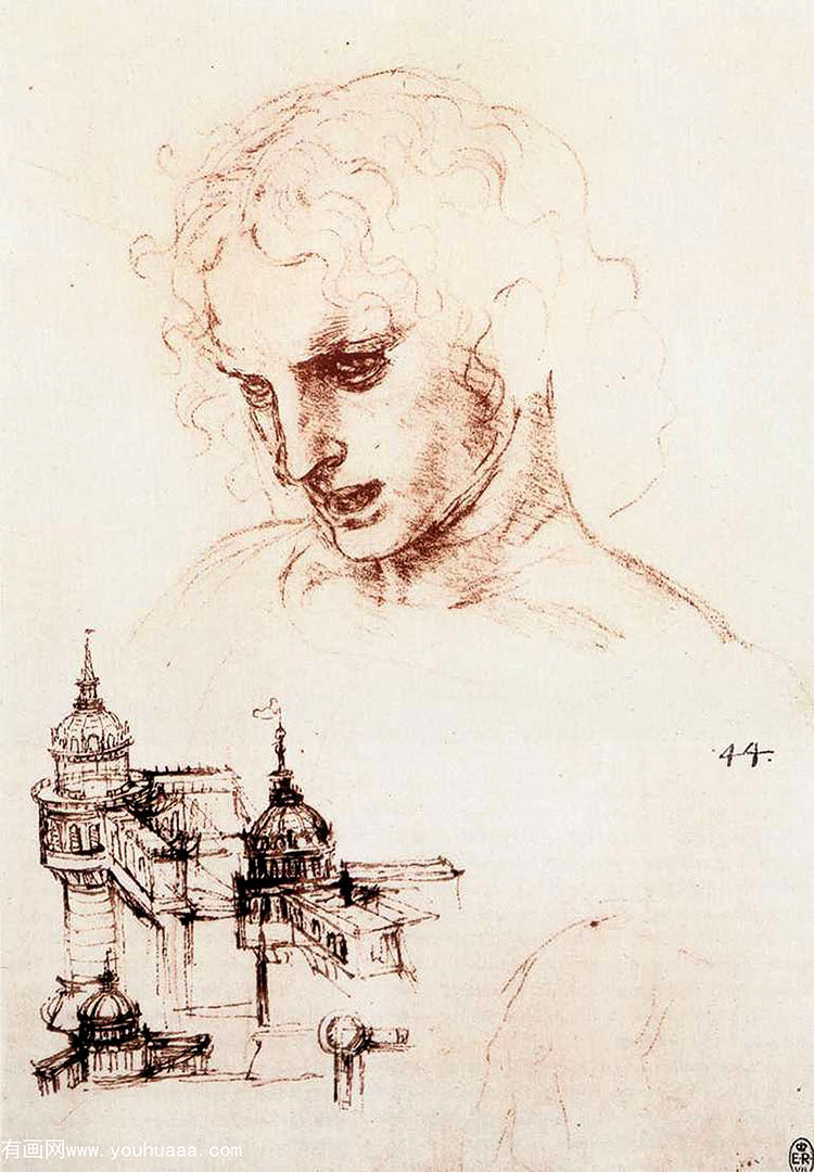 ʹͽͷϰ - study of an apostles head and architectural study