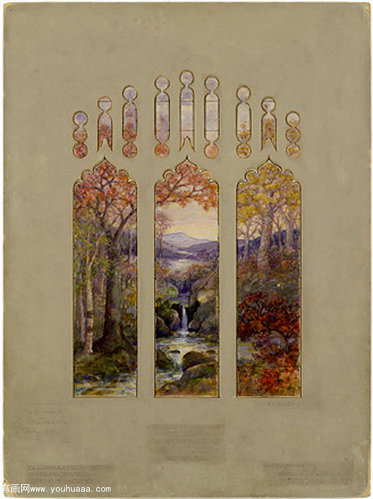 design for autumn landscape window