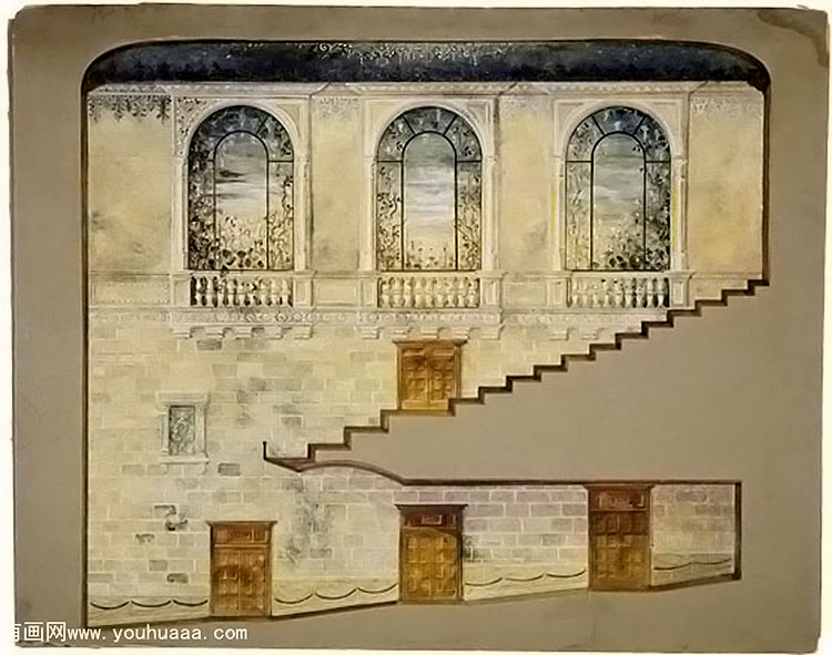 design for hershey theatre, hershey, pennsylvania, interior wall