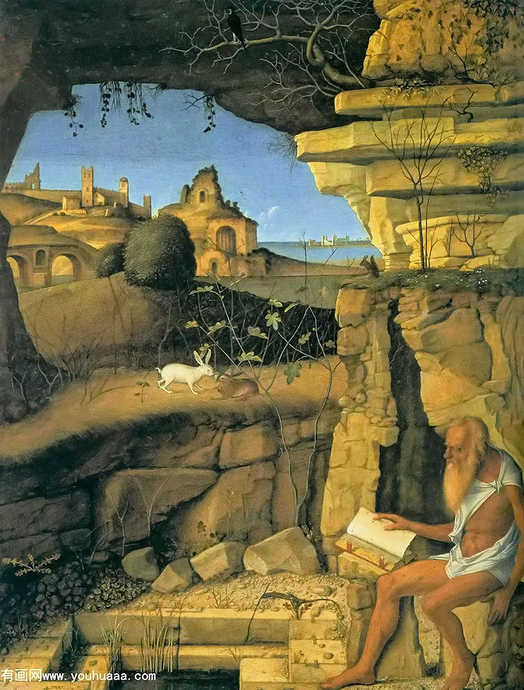 st jerome reading in the countryside