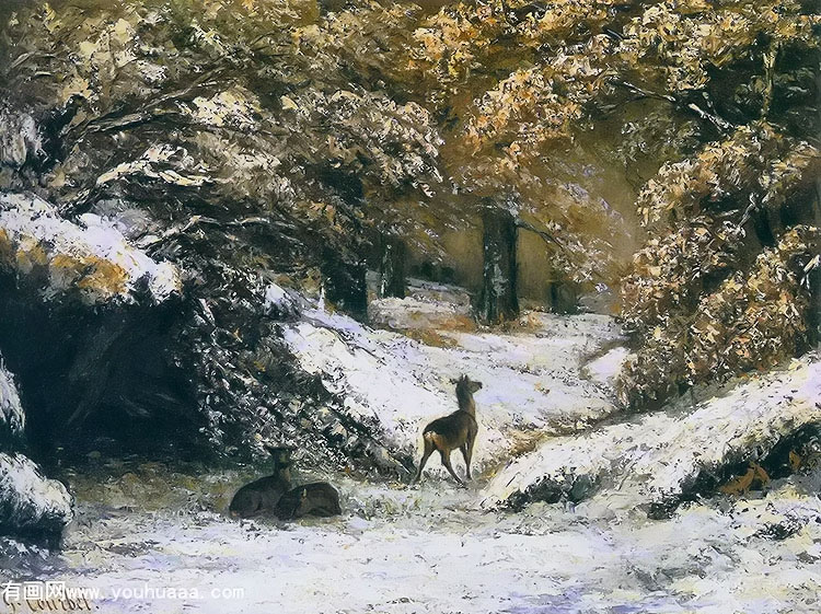 deer in the snow