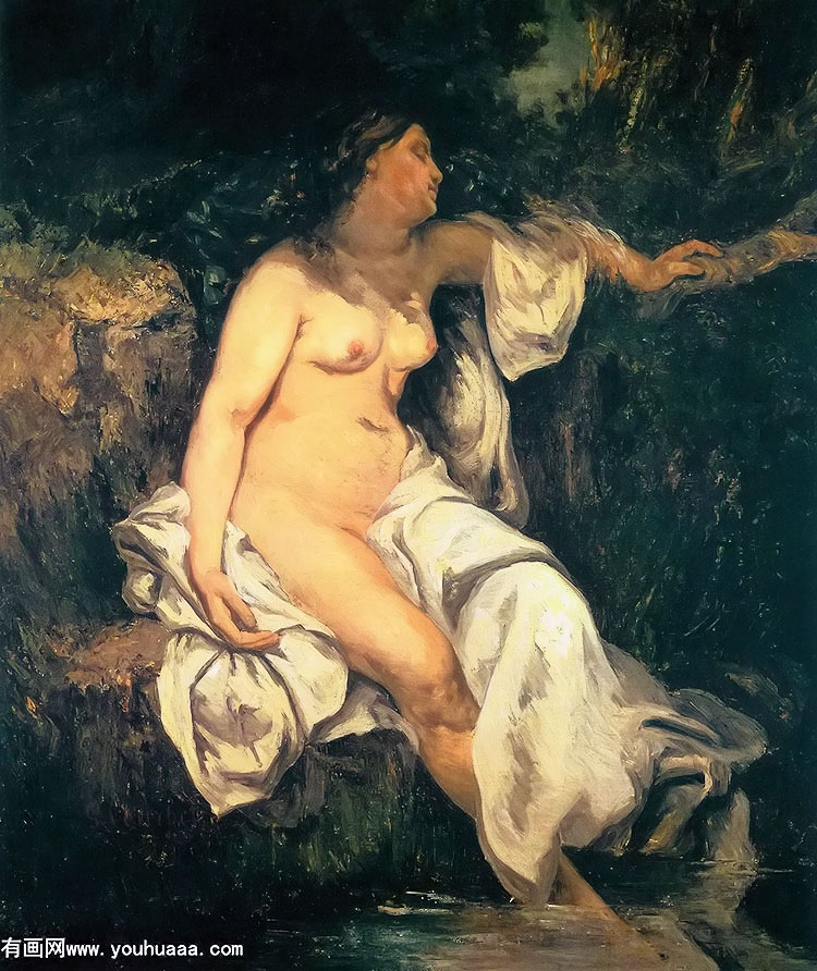 woman sleeping by a stream