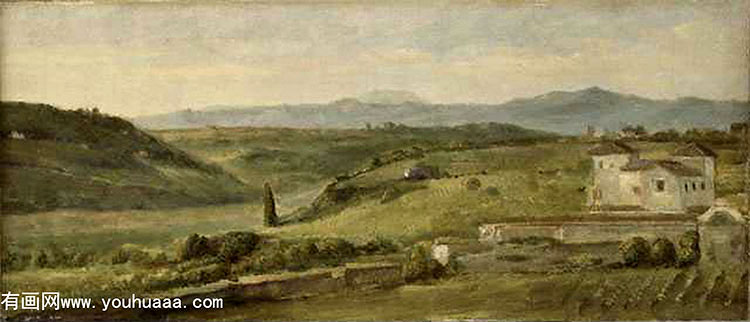 panoramic landscape with a farmhouse