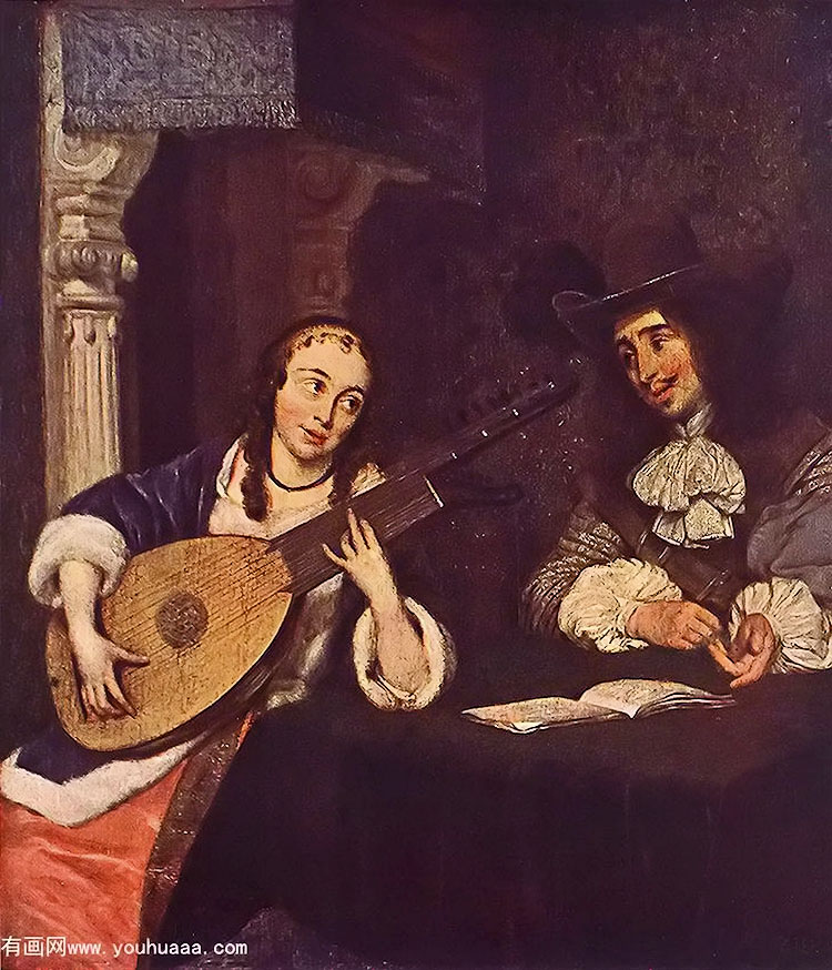 woman playing the lute