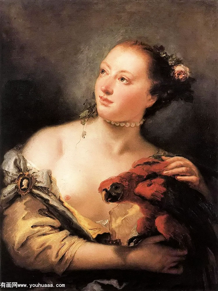 woman with a parrot