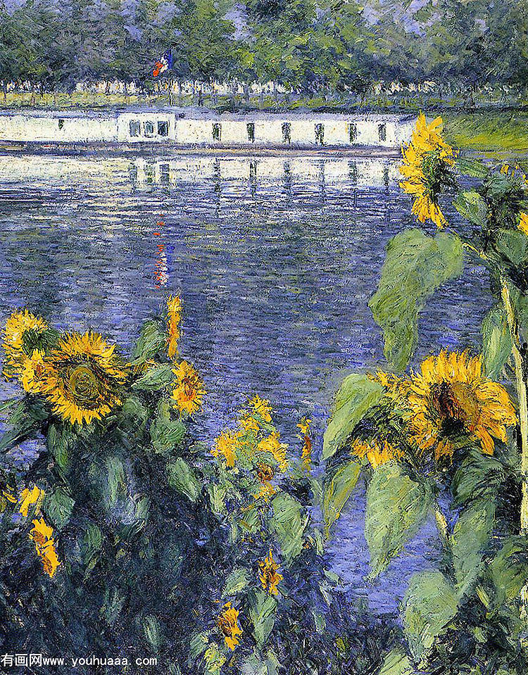 sunflowers on the banks of the seine