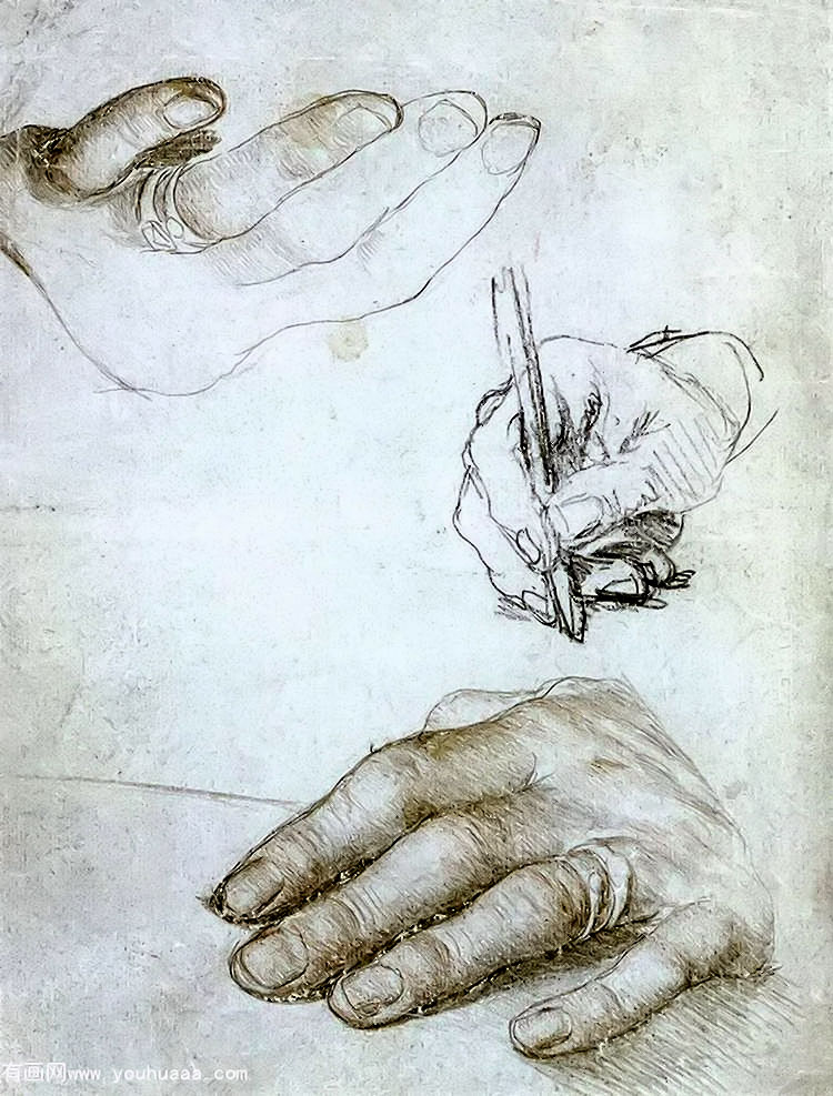 studies of the hands of erasmus of rotterdam