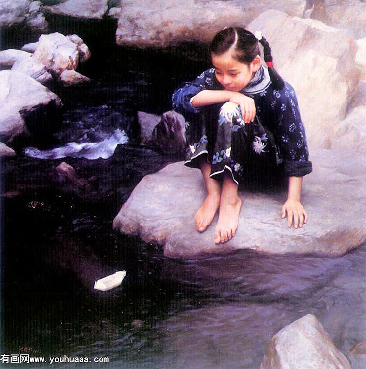 child by water