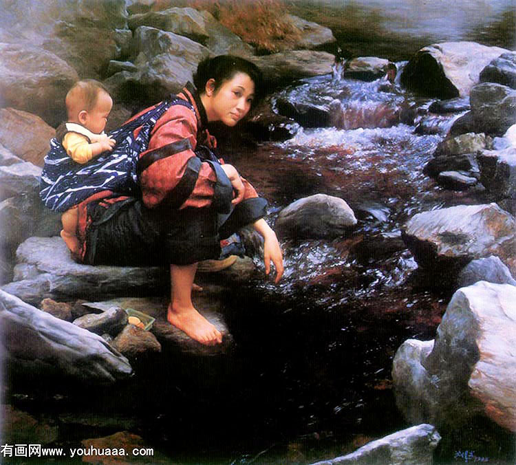 mother and child by the water