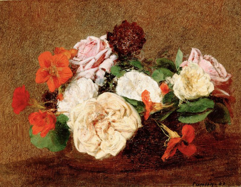 õˮ - bouquet of roses and nasturtiums