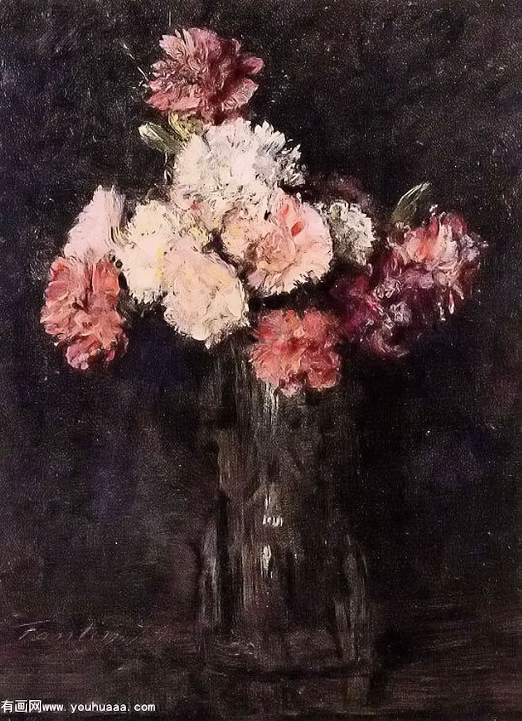 carnations in a champagne glass