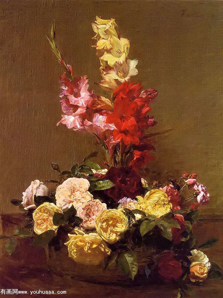 gladiolas and roses