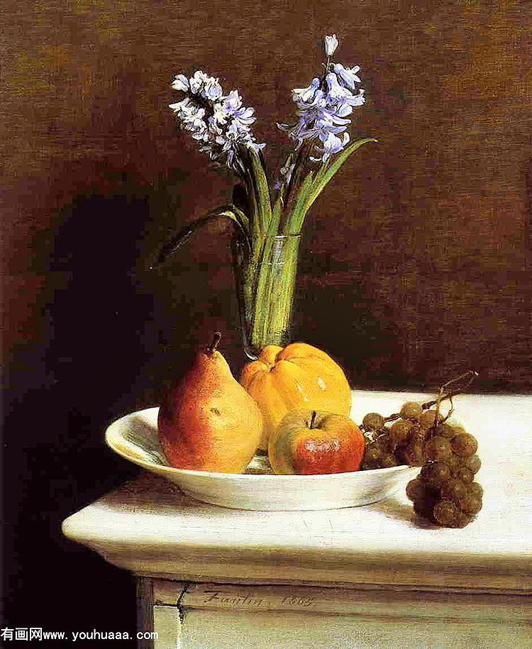 :ˮ - still life, hyacinths and fruit