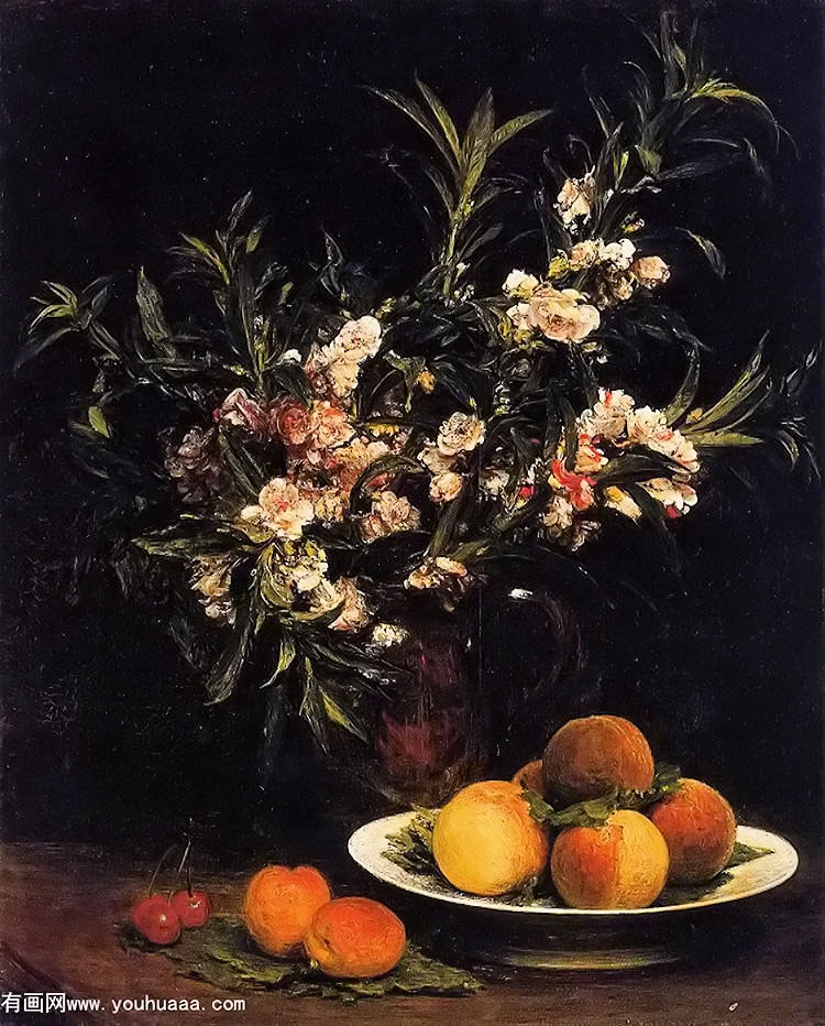 :ɻ - still life balsimines, peaches and apricots