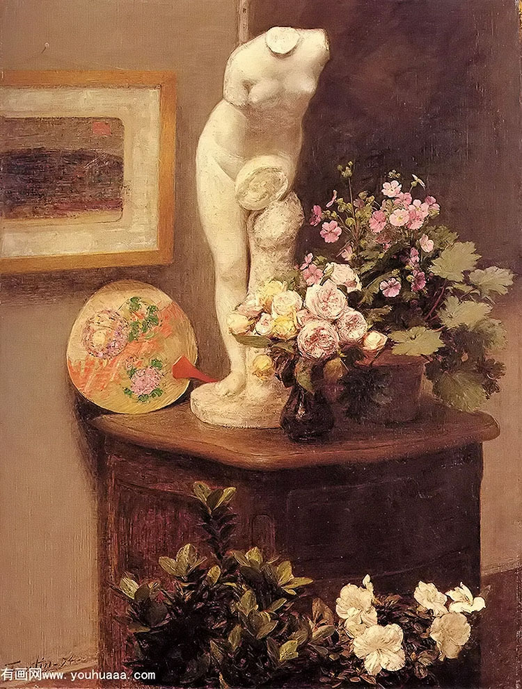 :뻨 - still life with torso and flowers