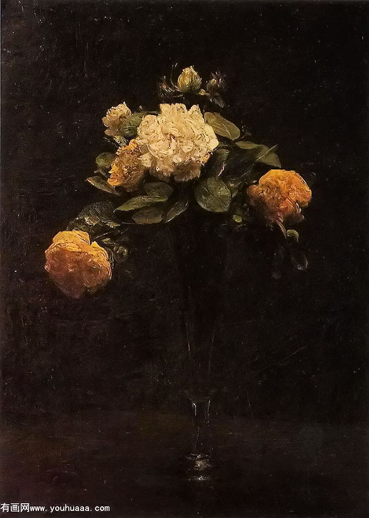 white and yellow roses in a tall vase