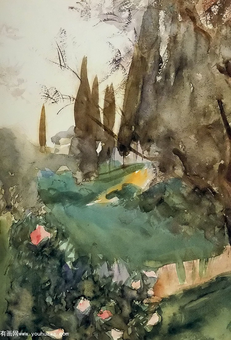 landscape with cypresses