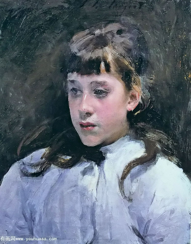 young girl wearing a white muslin blouse