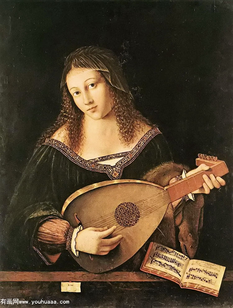 woman playing a lute