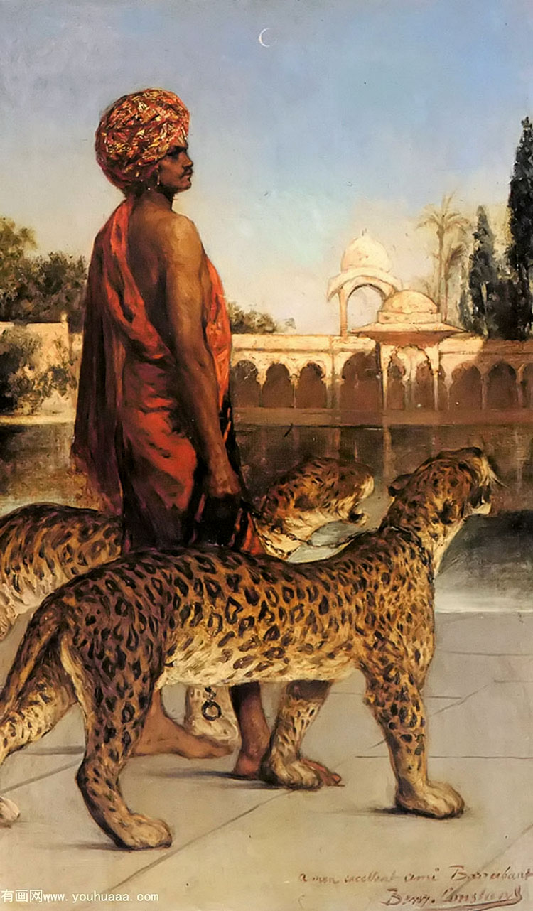 palace guard with two leopards