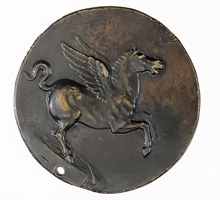 pegasus on the fountain hippocrene (reverse of a coin)